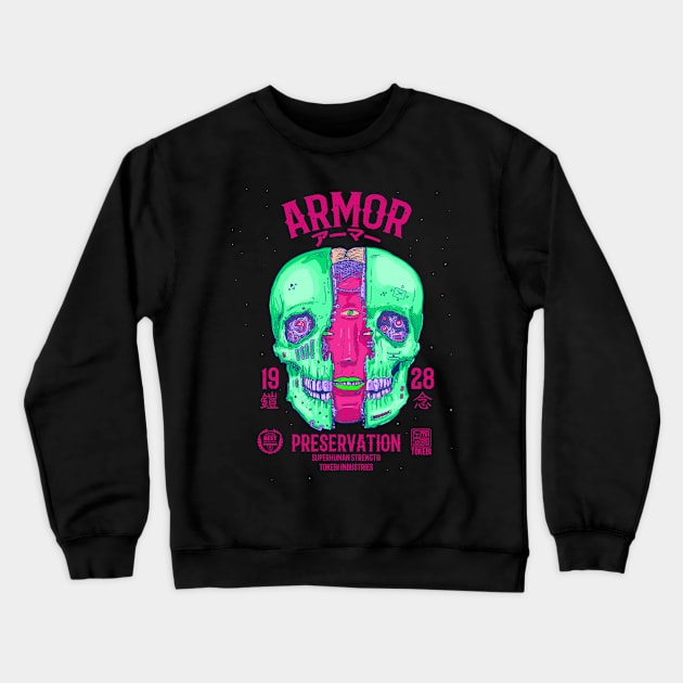 Galaxian Armor Skull Crewneck Sweatshirt by TOKEBI